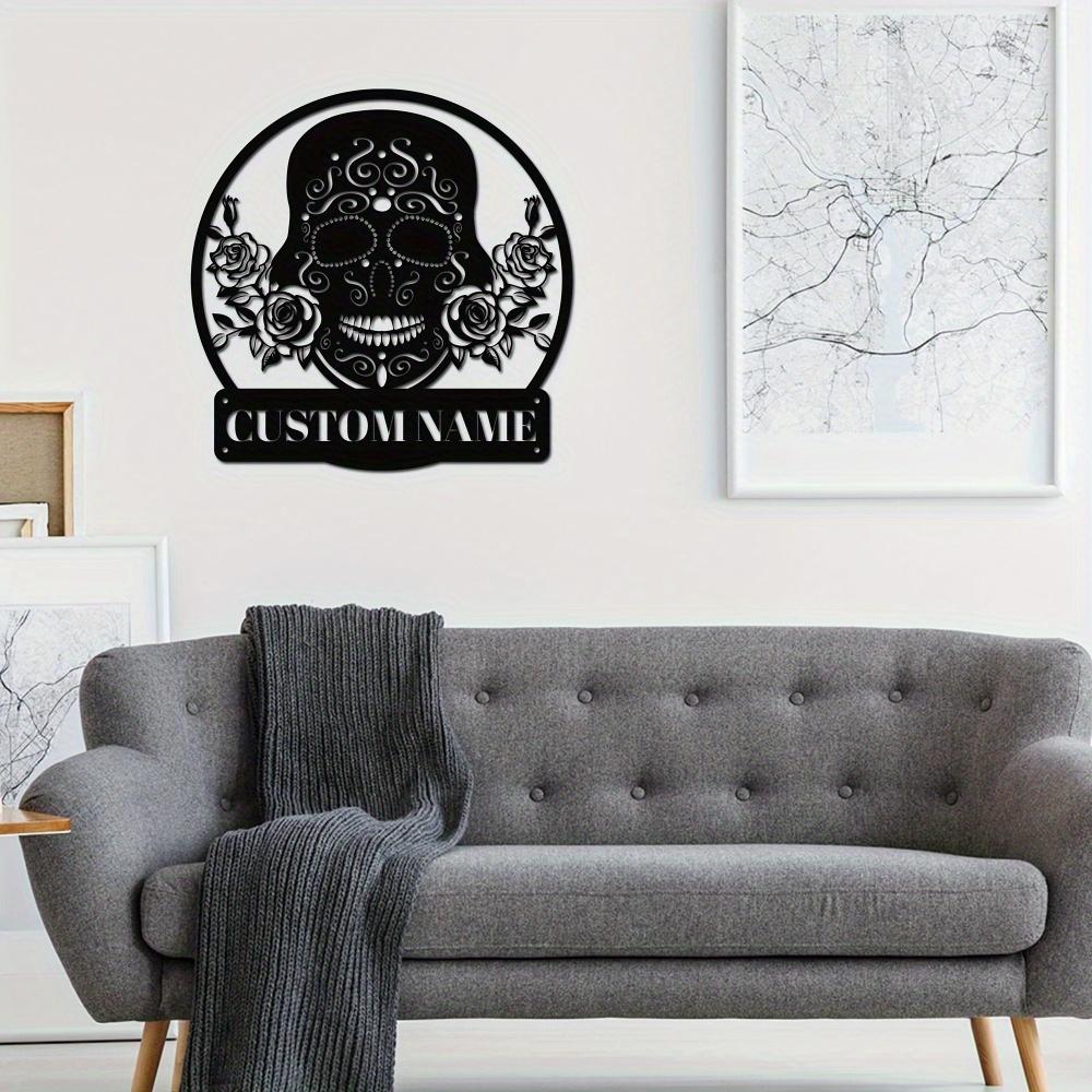 Customizable Skull Metal Sign Surname Outdoor Wall Decor Gift
