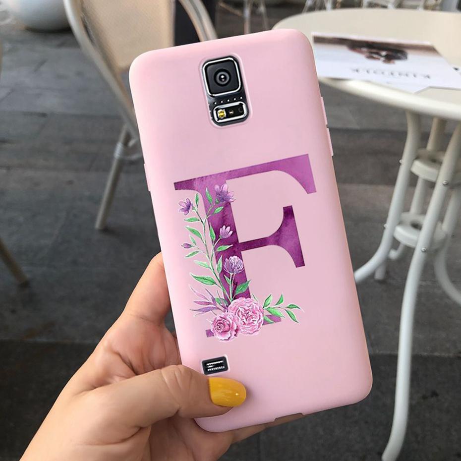 For Samsung Galaxy S5 I9600 Phone Case Flower Initial Alphabet Case For Samsung S5 Neo S 5 G900 G903F SM-G900F Soft Silicon Case