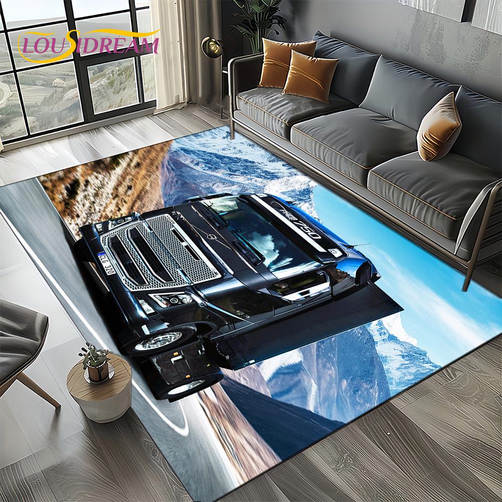 3D Print Volvo Truck Lorry Motorcycle Carpet Rug for Living Room Bedroom Home Sofa Decoration,kids Area Rug Non-slip Floor Mat