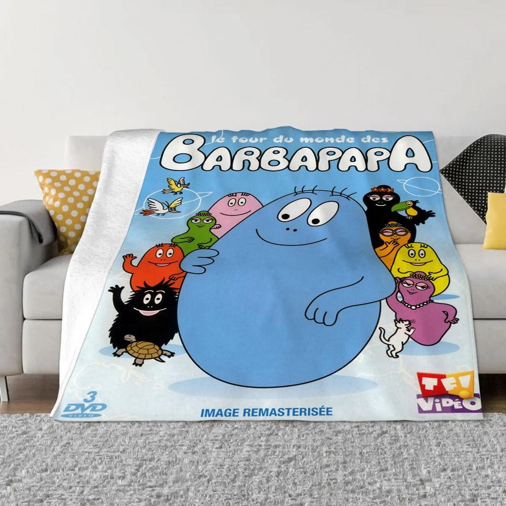 Les-Barbapapa Throw Blanket King Size Fluffy Plaid Throws Blankets for Sofa Luxury Bedding Beach Towel Home and Decoration Knee