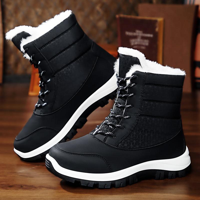 Fashion Winter Waterproof Cotton Shoes Black Cold-Proof Warm Boots For Women Outdoor Plus Velvet Thickened Warm Snow Boots For Women