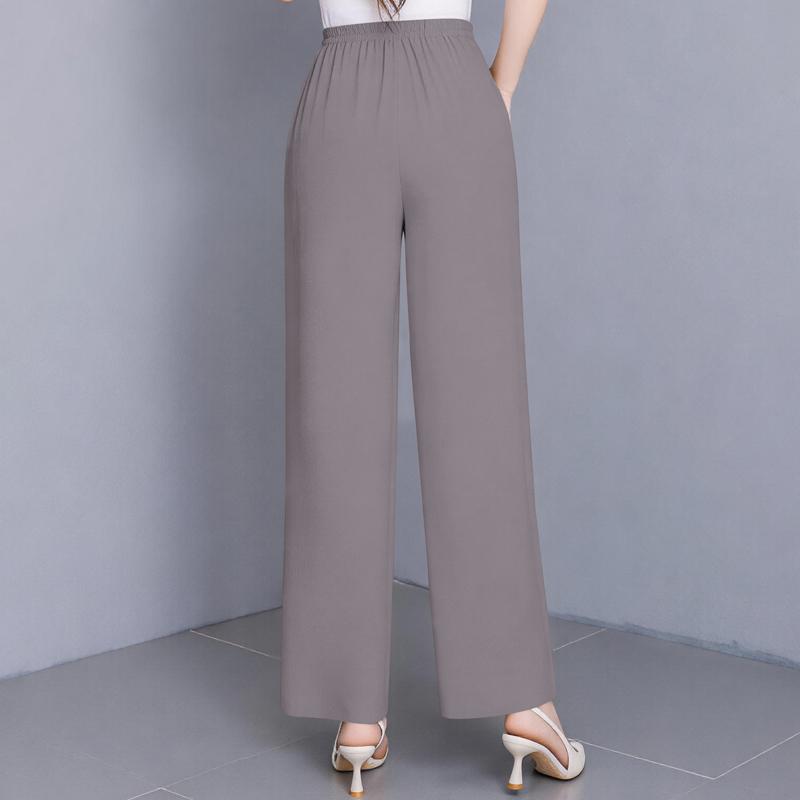 Women's Plus Size Solid Color Straight Leg Pants, Elastic Waist Summer Casual Trousers (XL-5XL)