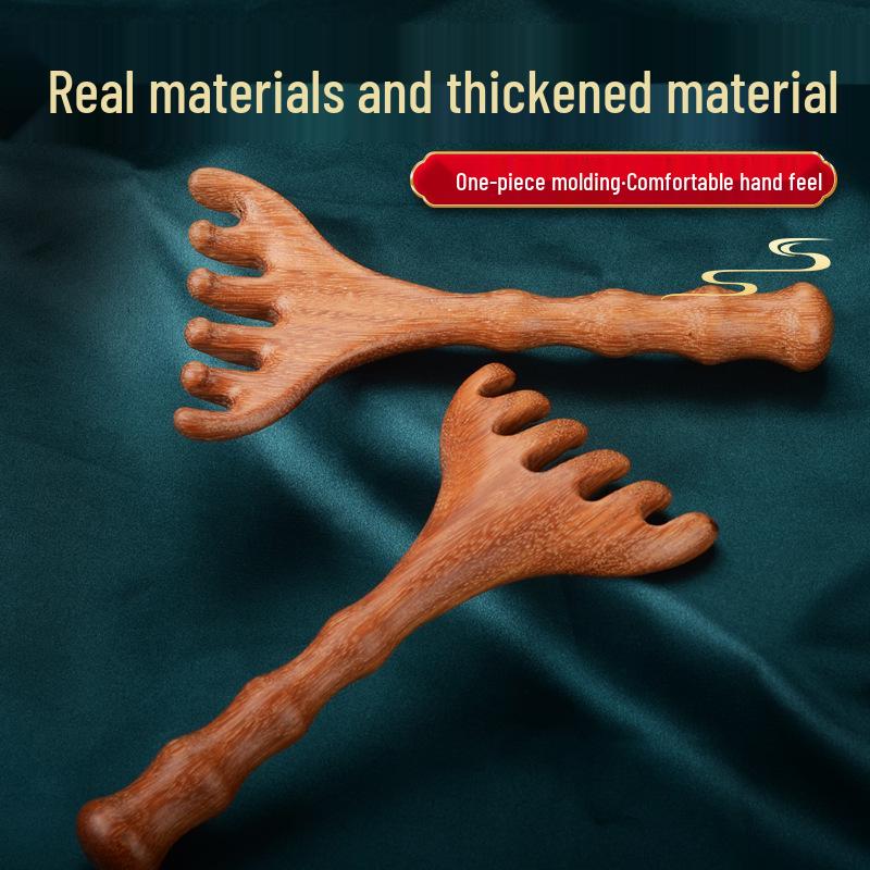 

Five-Claw Bamboo Sandalwood Head Massager for Hair Care and Elderly Gifting