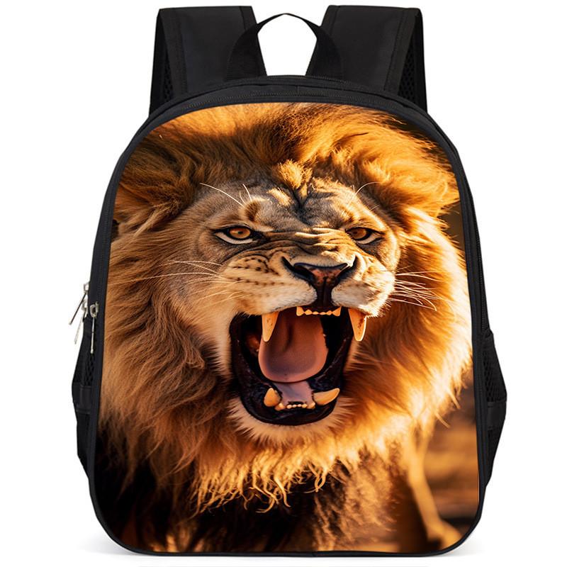 Großes Fassungsvermögen Löwe 15-Zoll Oxford-Stoff Schulrucksack für Kinder Leicht und Ergonomisch