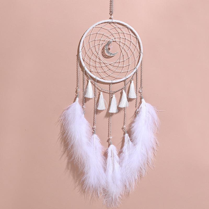 Obří lapač snů Měsíc - Boho větrný zvonkohra do dívčího pokoje, Tkané umění Narozeninový dárek