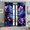2pcs, Popular Curtains 2D print Purple Butterfly Polyester Easy Install (without rod) Gifts Use for Living Room, Office,