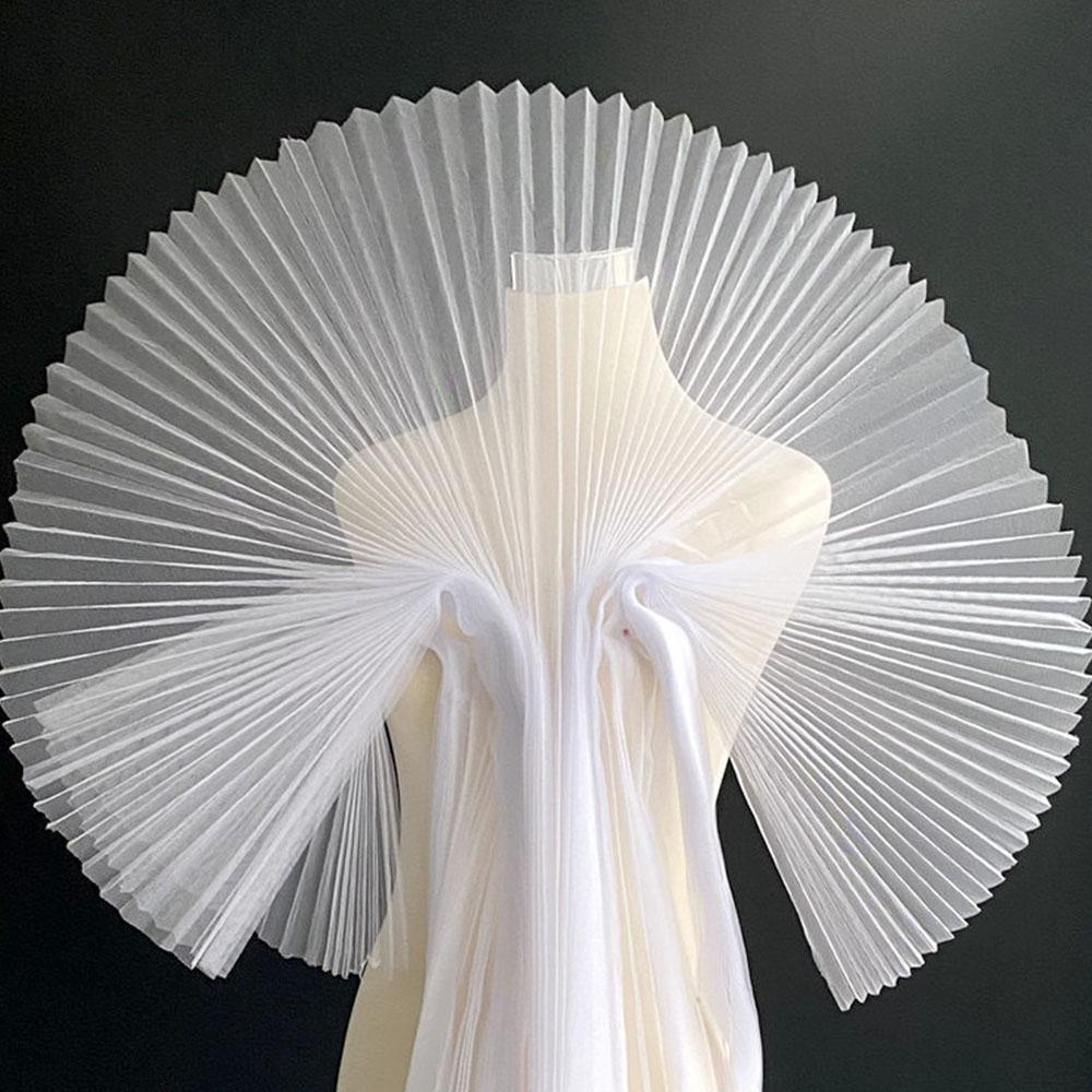 

Accordion Pleated Stiff Gauze Fabrics Stage Background Mesh Pleat Texture DIY Shape Sew Fashion Wedding Dress Dancewear Designed Straighten 1X1.5 M белый