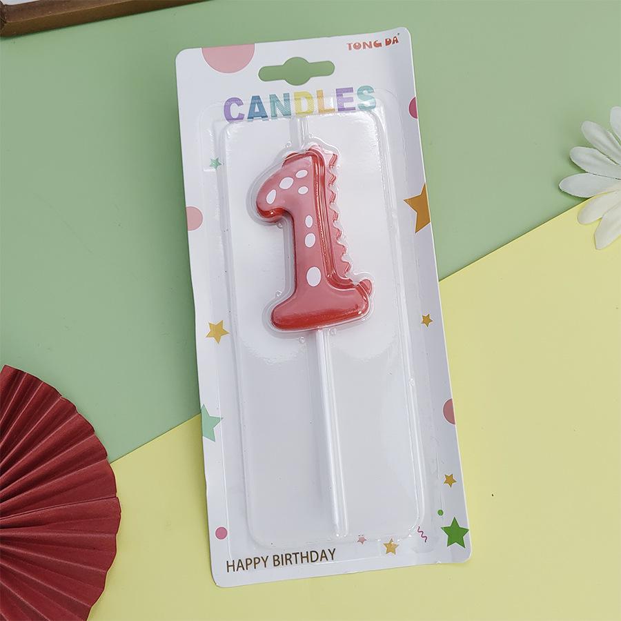 Colorful Dinosaur Number Birthday Candles for Kids' Party Cake Decorations
