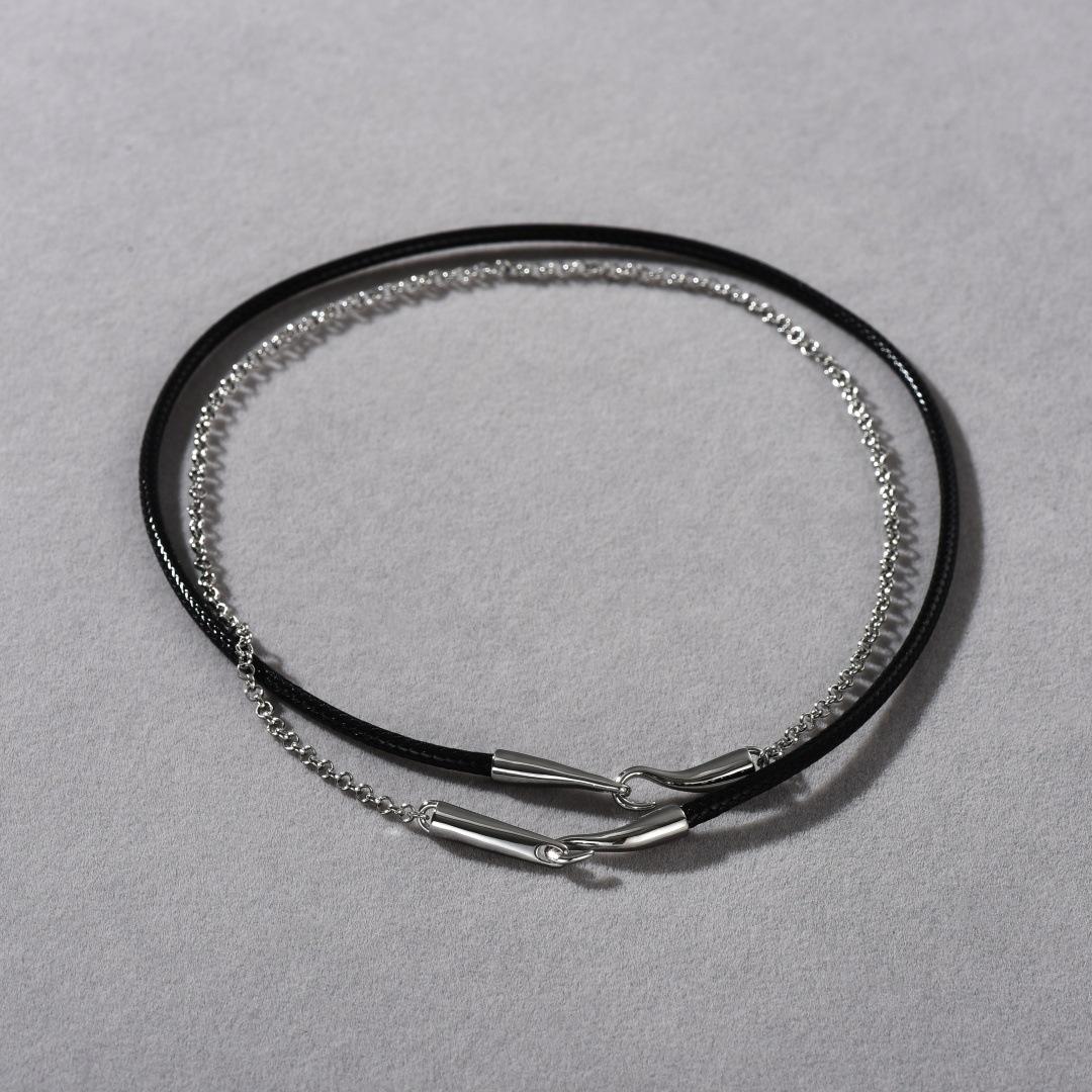 Трендовая Личность Медь Платина Покрытие Плетеная Кожаная Веревка Цепочка на Шею Двойная Ключичная Цепочка Нишевый Характер Элегантное и Изысканное Ожерелье