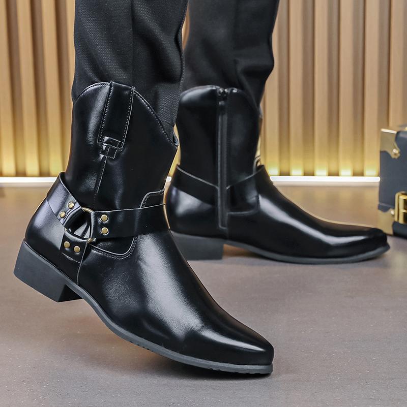 Sneakers alla Moda Passeggiata Tempo Libero Chelsea Botas Scarpe Artigianali per Esterno Antiscivolo Stivaletti da Uomo Scarpe in Pelle High Top Scarponi da Trekking per Esterno