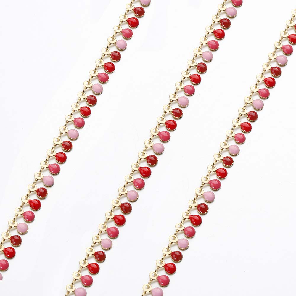 1Meter Colorful Enamel Heart Leaf Bead Chain Stainless Steel Gold Color Chain for DIY Clothing Jewelry Making Necklace Bracelet