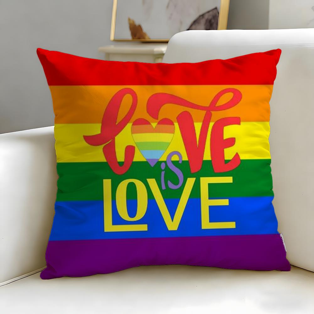 classic theme Homosexual Rainbow Flag Cushion Cover Soft  EasyWash Pillow Case  Versatile for Couch Bed Travel and Office