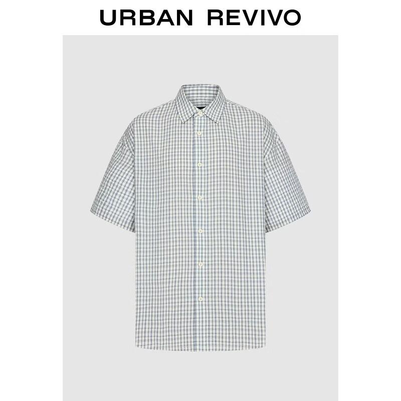 Men s Casual Textured Plaid Open-Front Shirt S