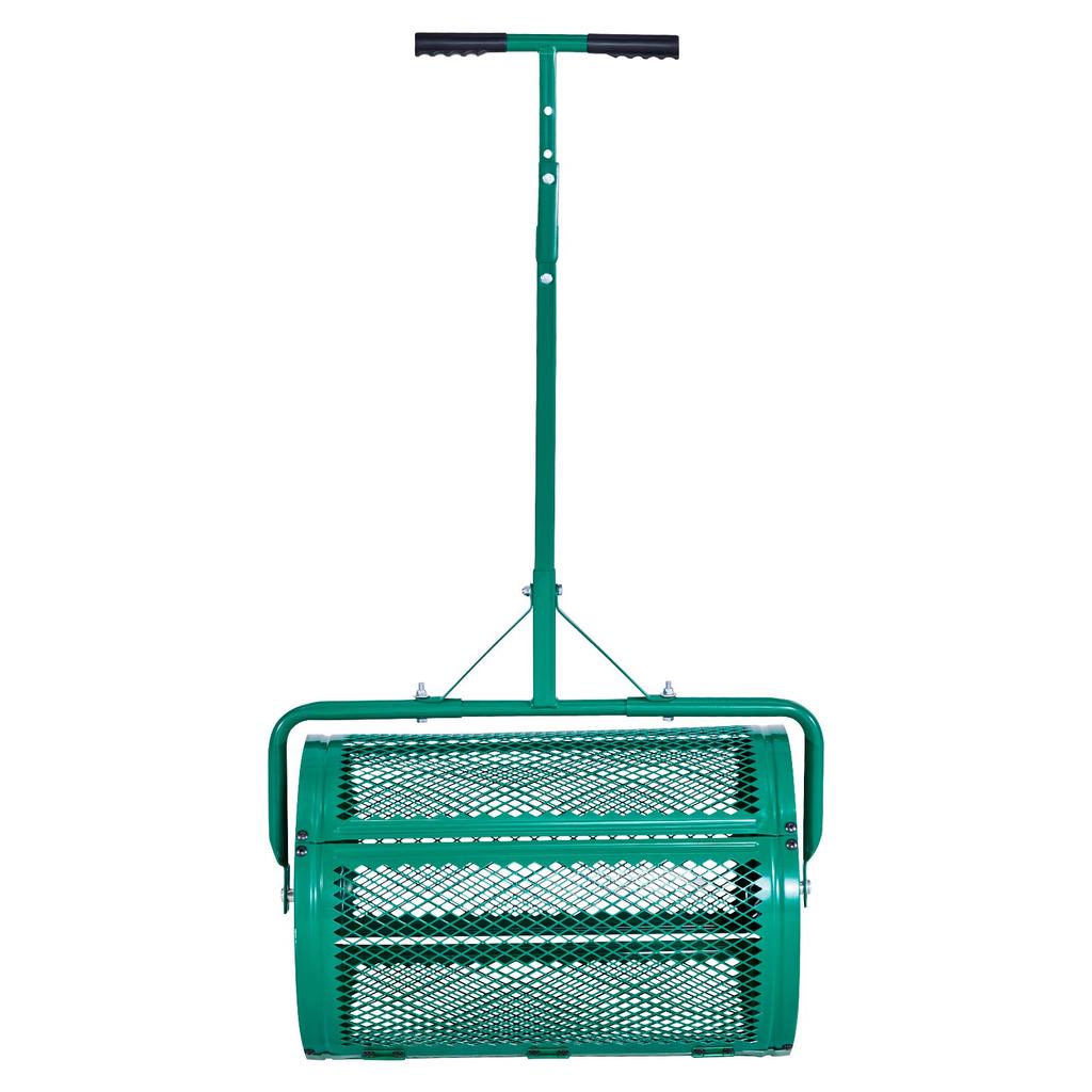 VEVOR Compost Spreader, 24 In Wide Peat Moss Spreader with Push/Tow Handle, 4 Heights Adjustable, Powder-Coated Steel Garden Peat Moss Roller