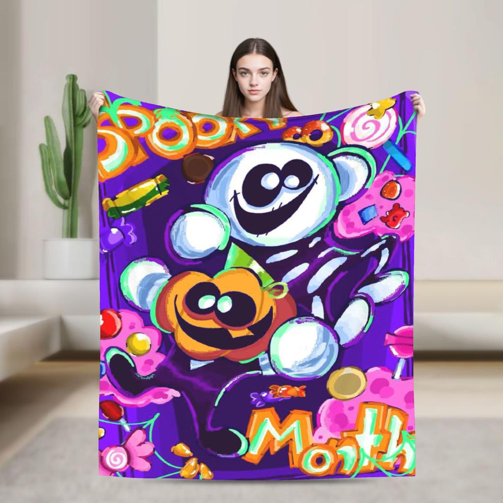 Spooky Month Blanket Quality Warm Soft  Throw Blanket Autumn Decorative Couch Chair Sofa Bed Fluffy Bedspread