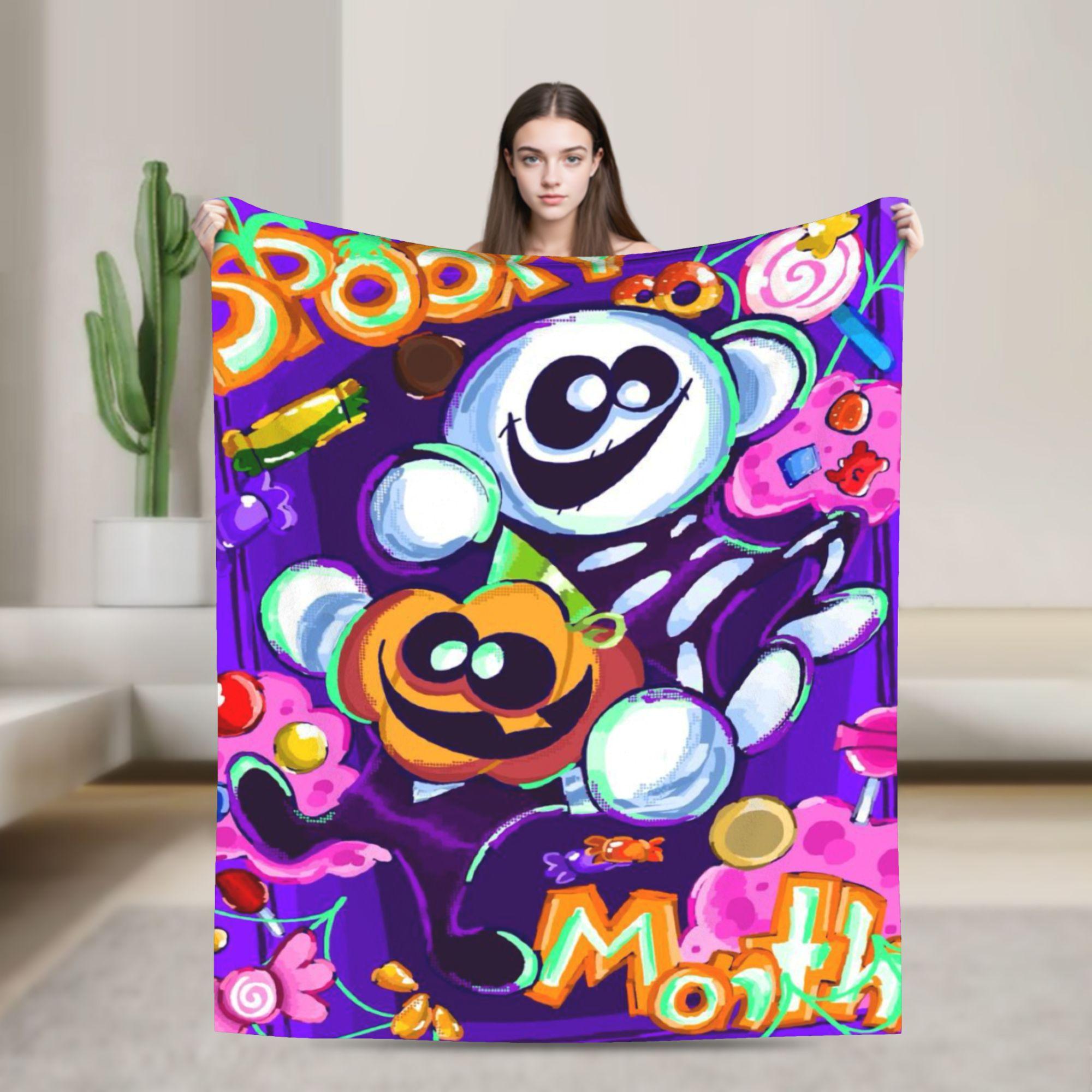 

Spooky Month Blanket Quality Warm Soft Throw Blanket Winter Airplane Travel Couch Chair Sofa Bed Aesthetic Bedspread 75x90cm