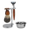 4-teiliges Professionelles Herrenrasurset Traditioneller Manueller Rasierer Rasierpinsel Seifenschale Rasierhalter Set