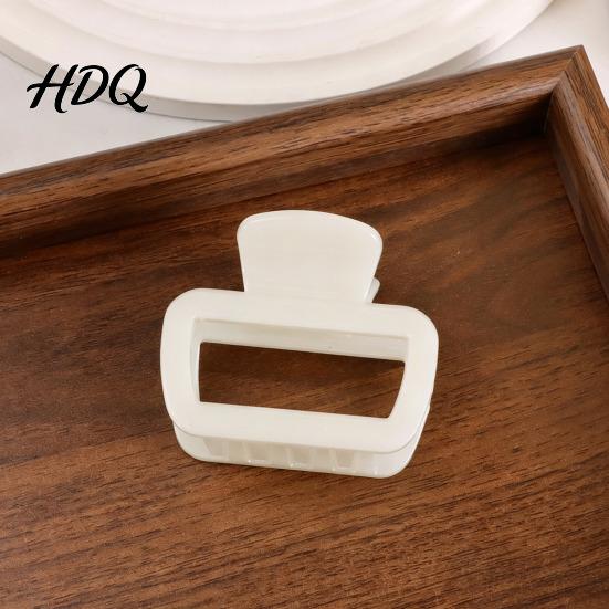 Square Hair Clip Hollow Design Claw Semi-Transparent Back Head Shark Elastic Spring Claw with Anti-Slip Teeth And Thick for Medium-Long
