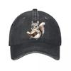 Cappellino da Baseball Lavato con Decorazione Scoiattolo Dipinto a Mano, Occhiali, Libro da Lettura, Per Esterno, Unisex