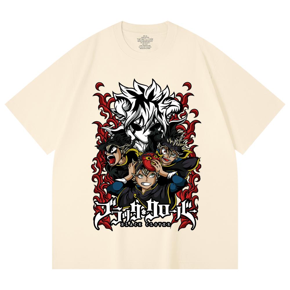 

Черная футболка унисекс из 100% хлопка плотностью 230 г/м² с принтом Black Clover V9 XS абрикосовый