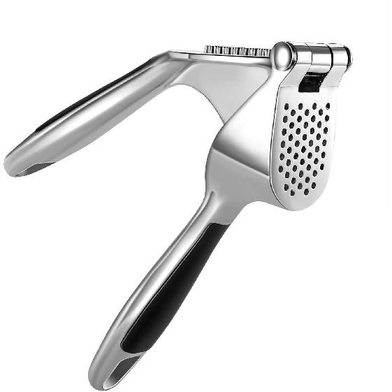

1pc zinc alloy garlic press – ergonomic soft-grip handle, easy to squeeze and clean, efficiently minces garlic cloves. серебряный