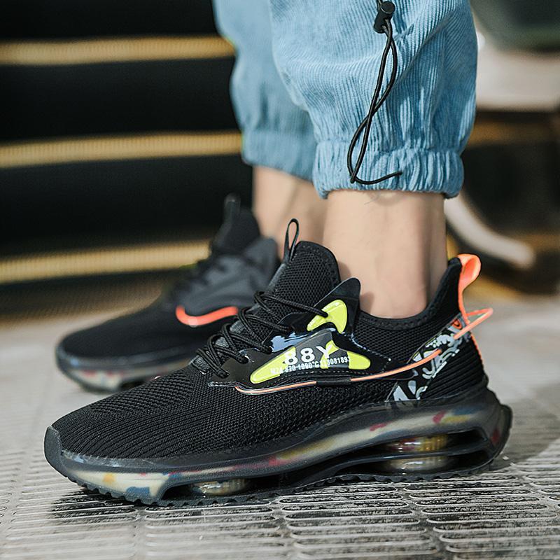 

Autumn new high-top breathable socks and shoes men s Korean version of versatile fly-woven sports and leisure trend inner height-increasing casual sho 45 чёрный