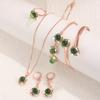 5Pcs Jewelry Sets Shining Zircon Spiral Flower Red Bead Faux Pearl Necklace Earrings Ring Bangle Bracelet Set for Women Banquet