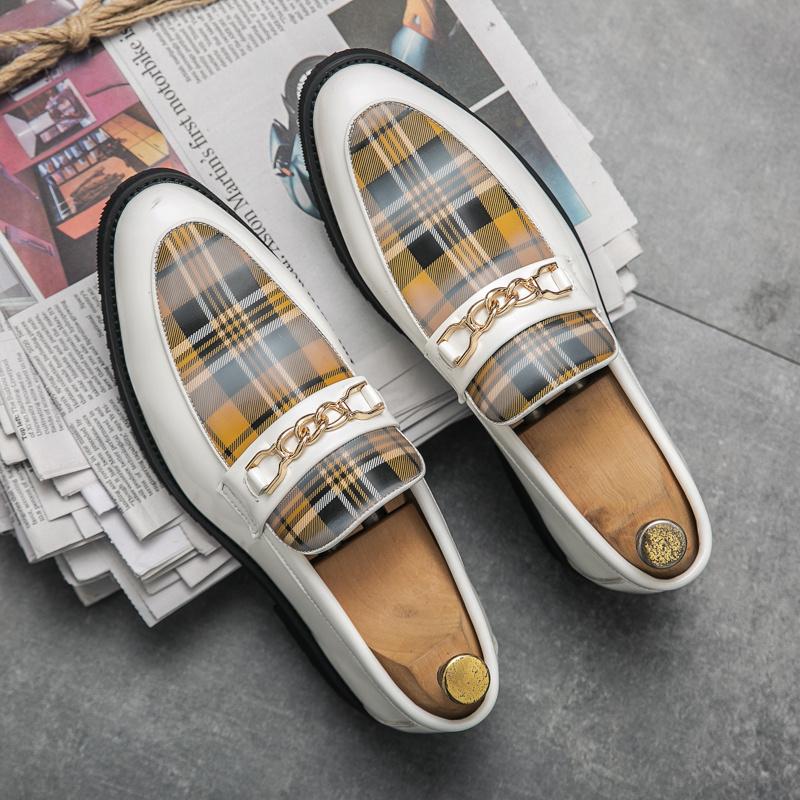 2022 Newest Arrivals Fashion White Golden Men Dress Shoes Slip-On Luxury Mens Formal Shoes Size 47 47 Casual Leather Shoes For Men