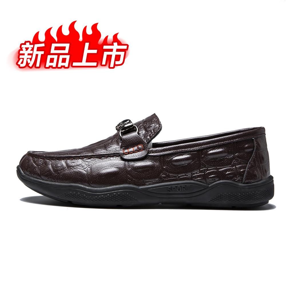 

Doudou shoes men s shoes 2025 spring breathable business casual leather shoes one pedal crocodile pattern soft sole men s driving shoes 44 коричневий