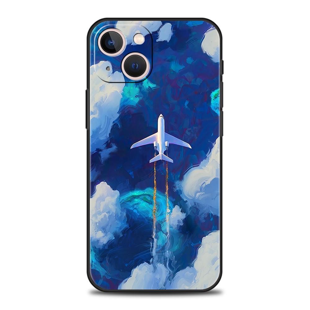 Luxury TPU Soft Phone Case For iPhone 17 Air 16E 16 11 15 14 Pro MAX 12 13 7 8 Plus X XR XS SE 2022 Cover Airplane Pattern