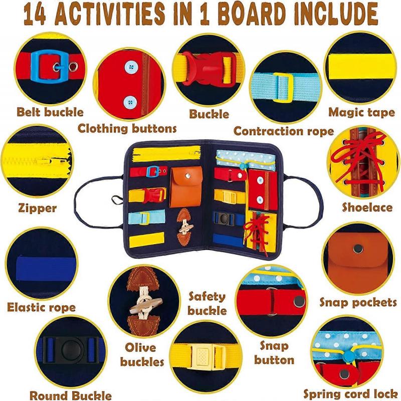 Busy Board, Activity Board for Preschoolers, Educational Toys for Kids, Buckle, Button, Zipper Educational Learning Board
