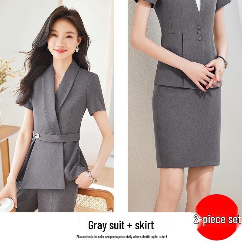 Set Costum Profesional de Vară pentru Femei – Ideal pentru Recepția Hotelului, Magazine de Bijuterii, Saloane de Frumusețe