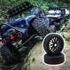 Mxfans 4-Pack Black RC 1:8 Off-Road Car Rubber Tire & Plastic Y-Type Wheel Rims with 17mm Drive Hex (Branched Pattern)