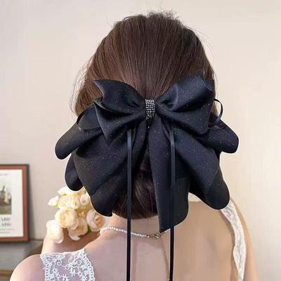 Fashion Black Rhinestones Elegant Hair Clip Women Ponytail Clip Headdress Temperament Hair Claw Headwear Hair Accessories