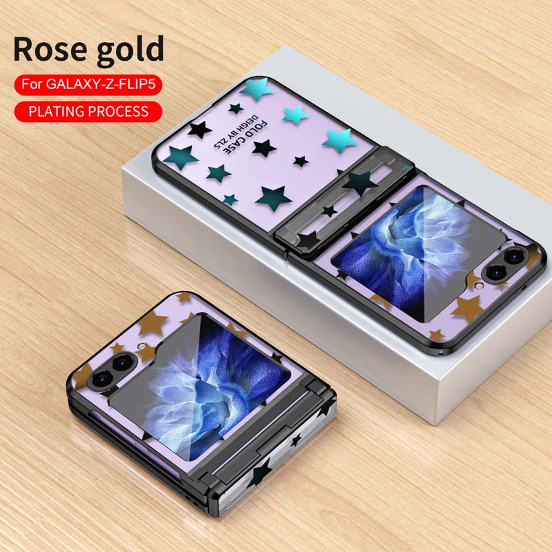 Supply Texture Online Star Plating Transparent Folding Hard Plastic PC Mobile Phone Cover Case for Samsung Galaxy Z Flip 3 4 5 6