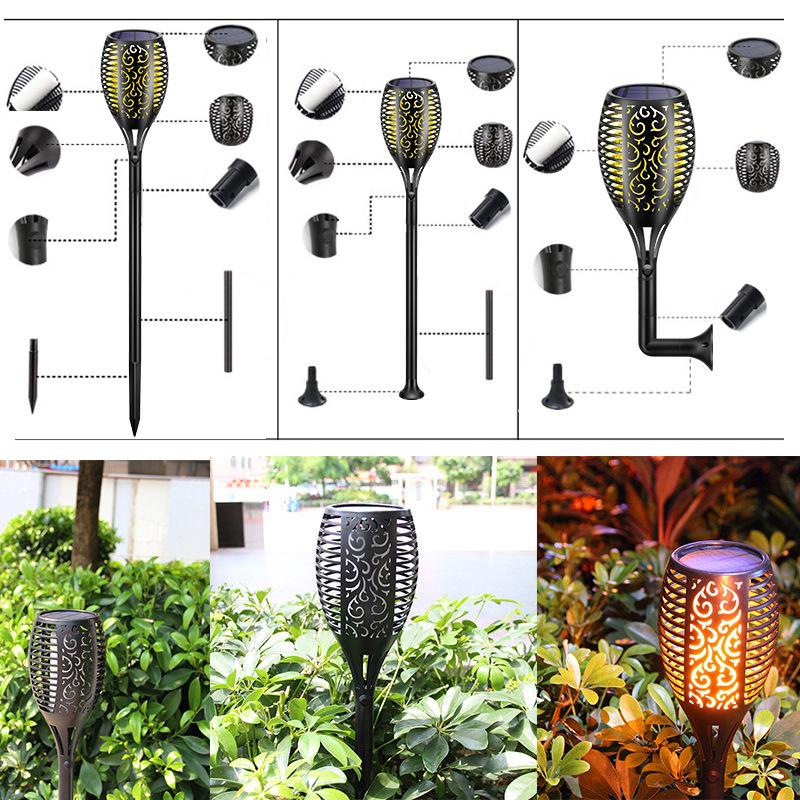 Cross-Border Solar Flame Ground Plug Torch Lights for Outdoor Garden and Lawn