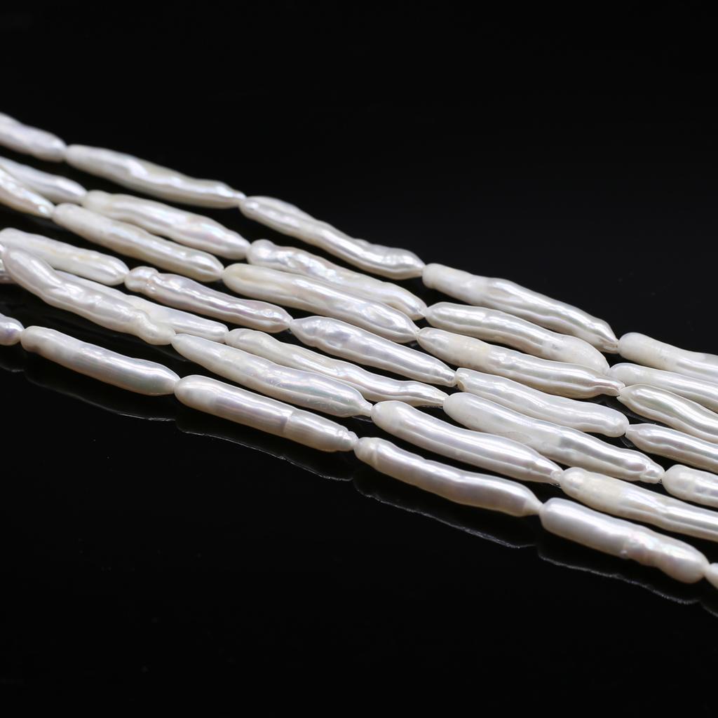 1String, White Natural Freshwater Pearls, Handmade Strip Pearl Beads for Jewelry Making DIY Necklaces, Bracelets Crafts (Beads 23×4mm, Length 36cm)