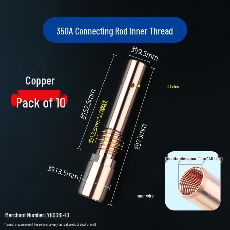 Purple Copper 500A Welding Gun Conductive Tip Holder, Gas Shielded 200A/350A MIG Accessories