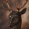 3D Deer Head Wall Sculpture with Antlers Modern for Entryway