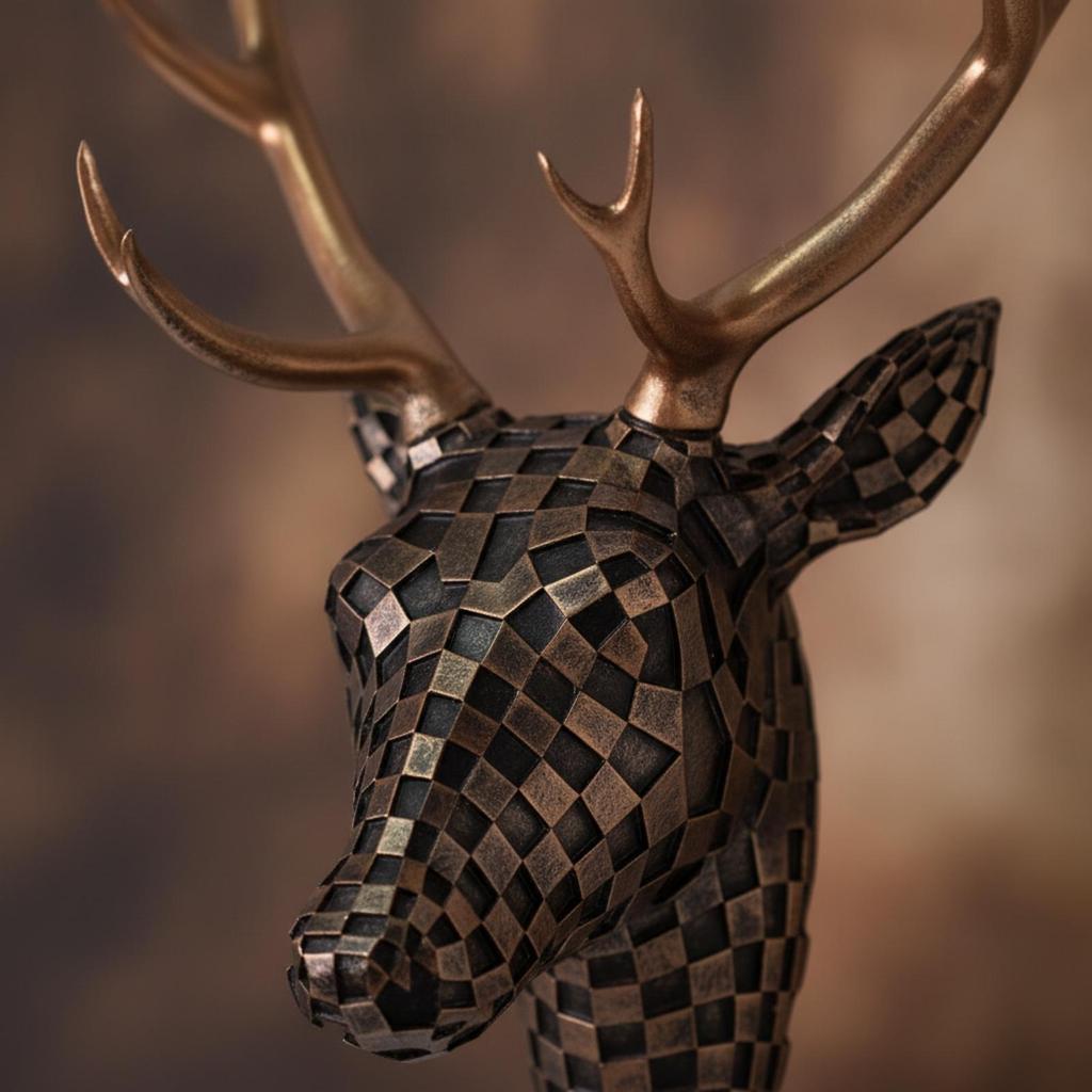 3D Deer Head Wall Sculpture with Antlers Modern for Entryway