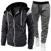 Men's Color Block Hooded Sweatshirt and Casual Sports Set