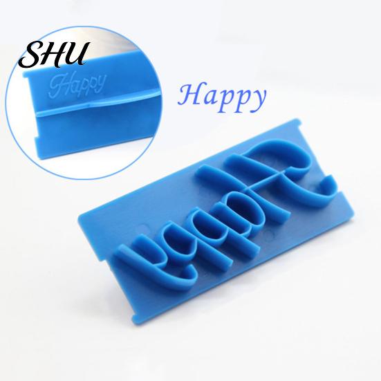 DIY 6Pcs/Set Fondant Mould Soft Non-stick Plastic Happy Best Wishes Birthday Cake Decoration Mold for Home Embosser