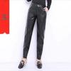 Women's High Waist Wide Leg Loose Velvet Harem Pants - Dark Color, Autumn Winter