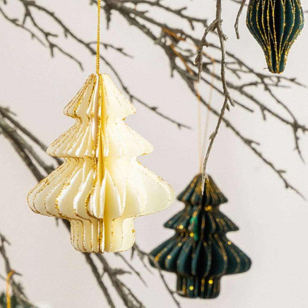 Gold Edged Paper Ornament Collapsible Origami Hanging Decoration Burgundy Christmas Ball Intricate Honeycomb Ball Ornament