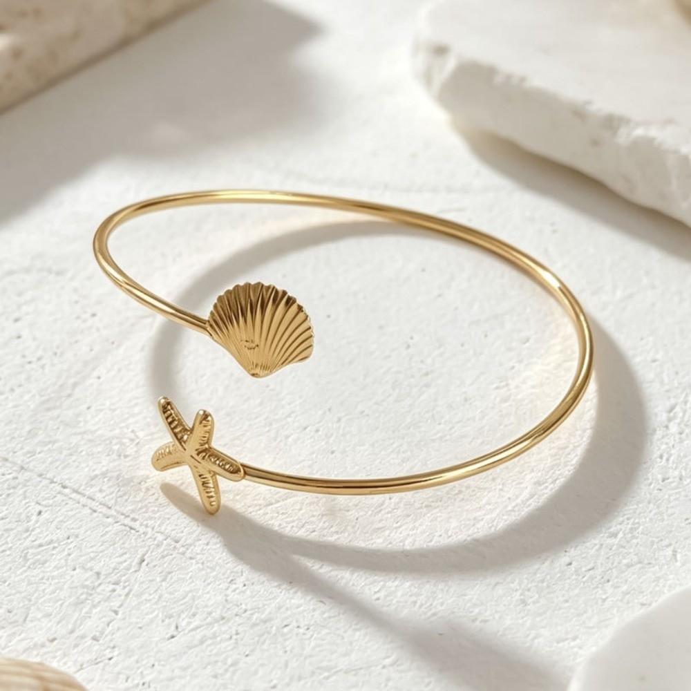 Ocean Style Open Cuff Armlet Seashell Spiral Arm Bracelet New Cuff Arm Ring Women