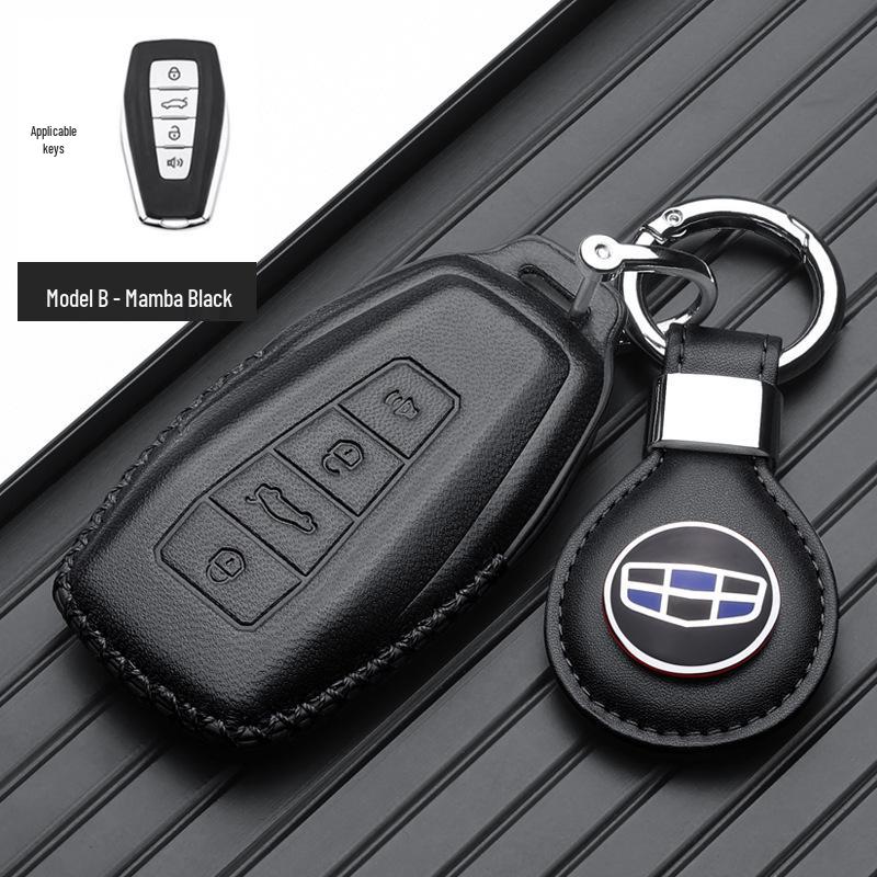 Genuine Leather Key Case for Geely Boyue, Xingyue L, Binyue ICON, Xingrui, Panda Mini - Premium Metal Shell