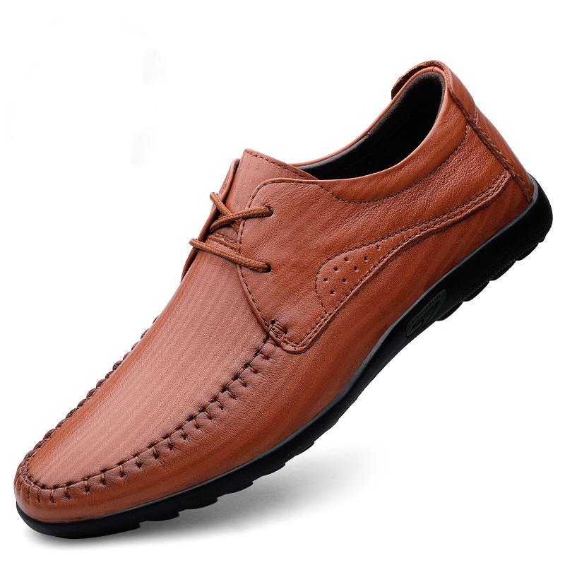 Fashion Genuine Leather Mens Oxford Shoes Casual Shoes Cowhide Business Footwear Soft Comfortable Male Walking Shoes Breathable Sneakers