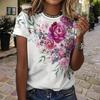 T-shirt da Donna alla Moda Bella Stampa Gatto Farfalla Rosa Divertente Casual Girocollo Maniche Corte T-shirt Estiva da Donna