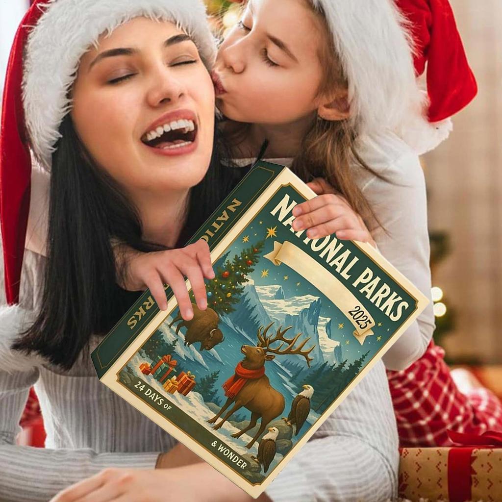 Weihnachten Nationalparks Themen Ornament Countdown Niedliche Acrylkalender mit 2D Flachanhänger 24 Tage Weihnachtsdekoration