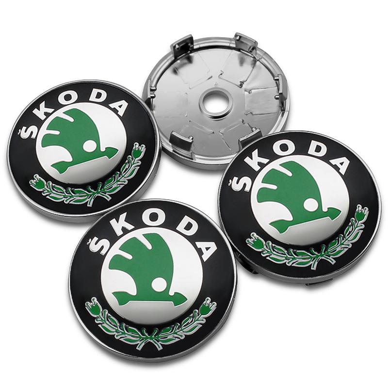 AAABQ1 4Pcs 56mm 60mm Car Wheel Center Hub Caps Badge Rim Cover Emblem For Skoda Octavia 2 3 Fabia Rapid Superb Kodiaq Karoq Kamiq Yeti